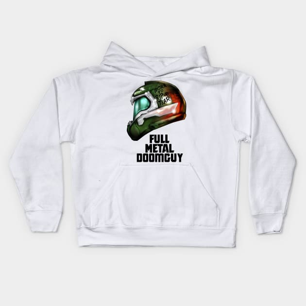 Full Metal Doomguy Kids Hoodie by demonigote